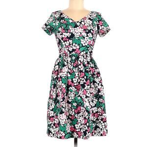 Brooks Brothers Womens Floral Dress Multicolor Lined Cotton Stretch Size 12